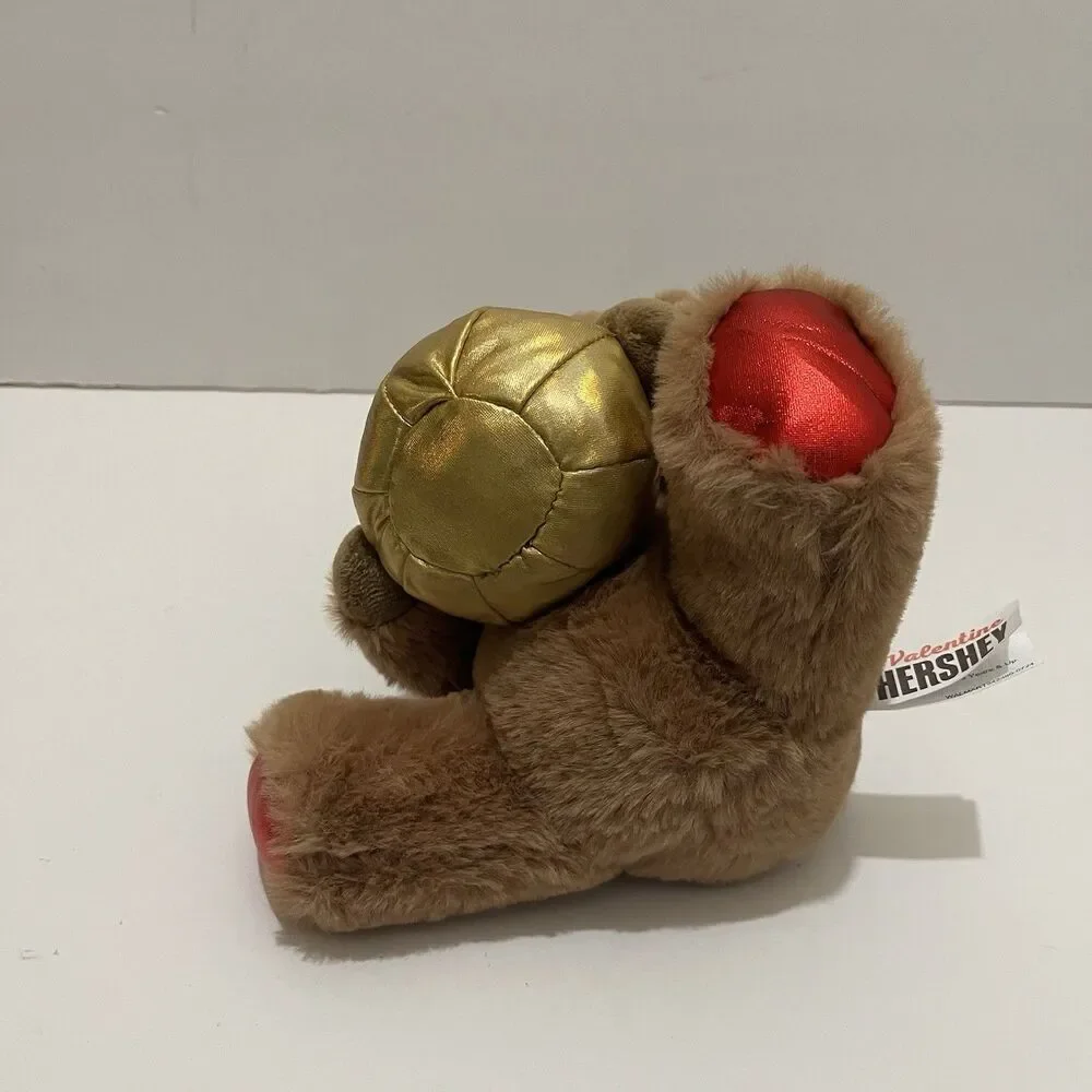 Hershey's Valentines Bear Stuffed Animal 2025 Brown Red & Gold Kiss 9